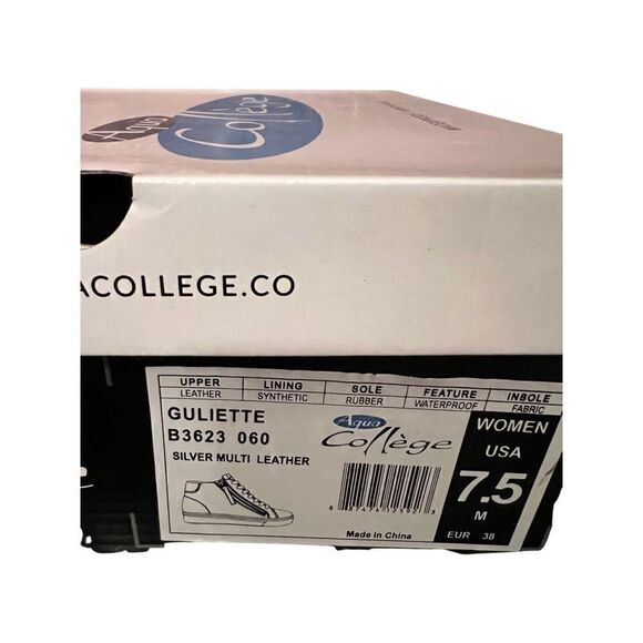 Aqua College Guliette Lace-Up Zip Sneakers- Silver Multi Leather- Size 7.5 - Picture 7 of 8